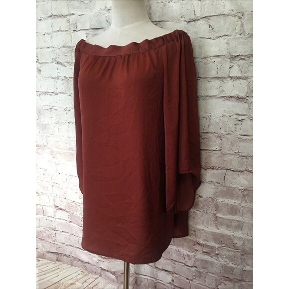 Tru Blu Planet Blue Womens Cinnamon Brown Tunic Blouse Top Tie Back - Size XS - Picture 4 of 8